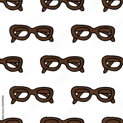 glasses seamless pattern. hand drawn doodle style. vector, minimalism, sketch. wallpaper, textile, wrapping paper, background. reading, frame, fashion, accessory.