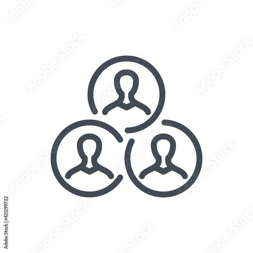 Social network and Community line icon. People connections vector outline sign.