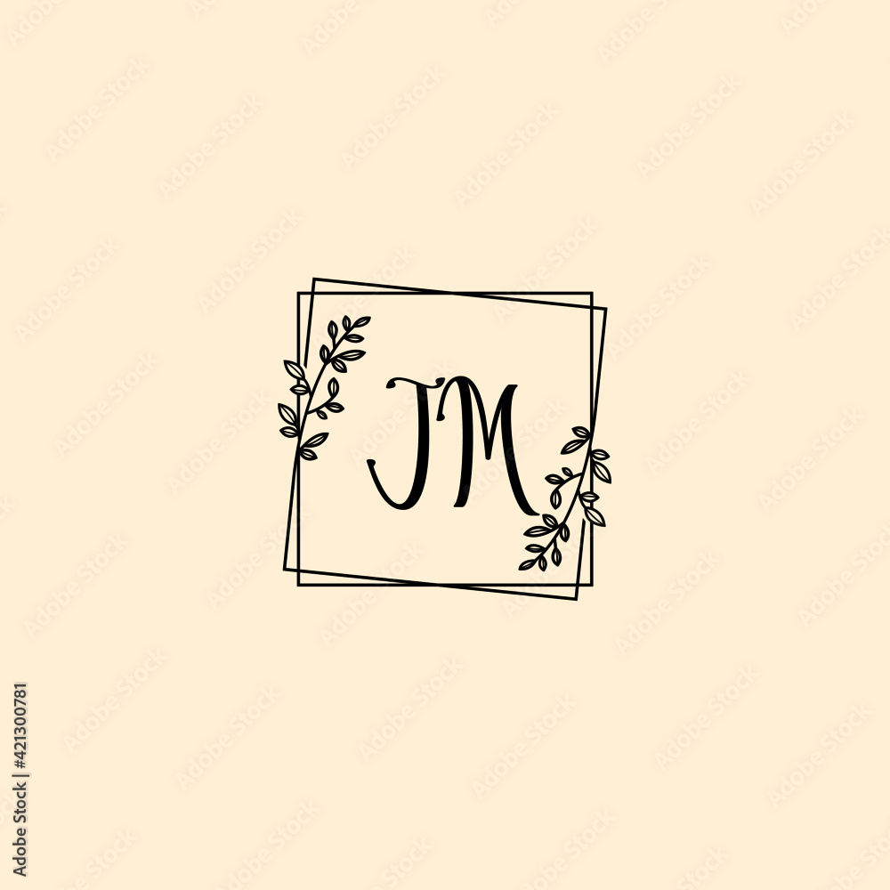 JM initial letters Wedding monogram logos, hand drawn modern minimalistic and frame floral templates JM initial letters Wedding monogram logos, hand drawn modern minimalistic and frame floral templates