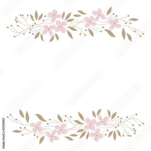 pink flowers on white background