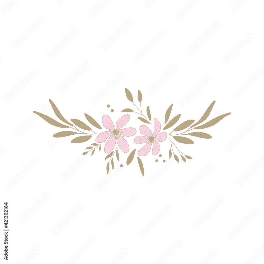 pink flowers on white background