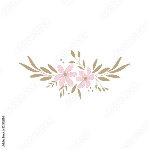 pink flowers on white background