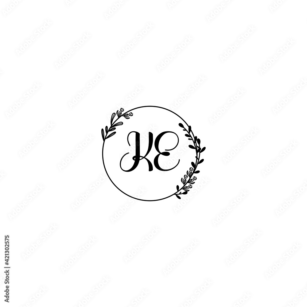 KE initial letters Wedding monogram logos, hand drawn modern minimalistic and frame floral templates KE initial letters Wedding monogram logos, hand drawn modern minimalistic and frame floral templates