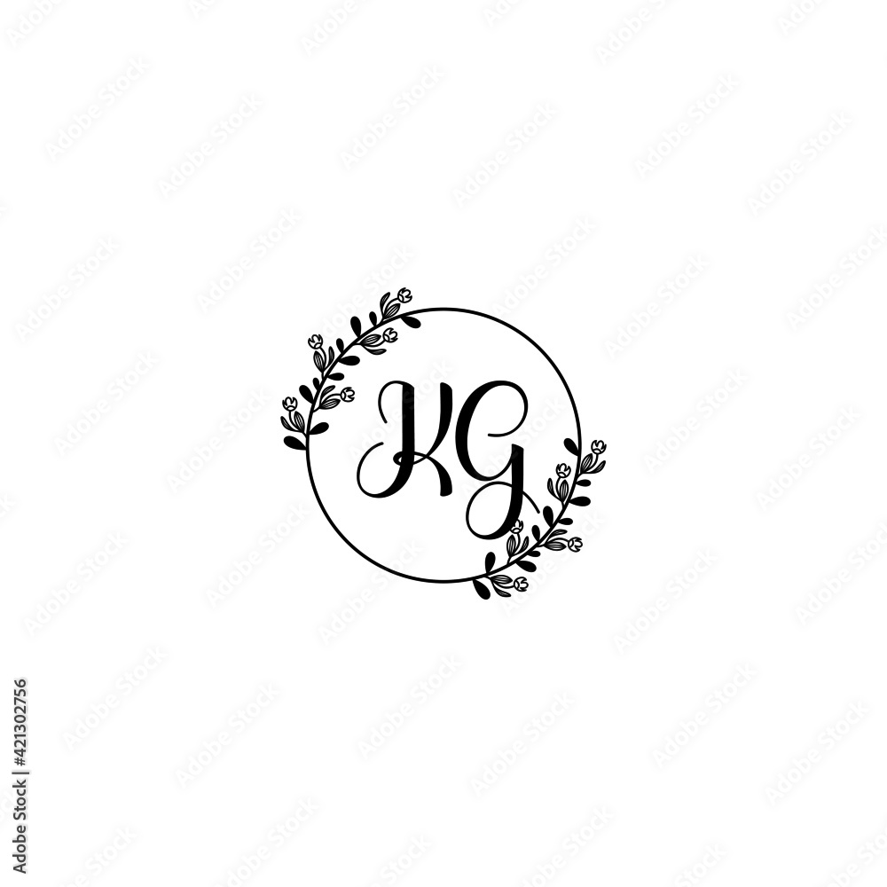 KG initial letters Wedding monogram logos, hand drawn modern minimalistic and frame floral templates KG initial letters Wedding monogram logos, hand drawn modern minimalistic and frame floral templates