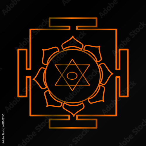 Bagalamukhi Yantra Mandala, Colorful Sacred Tibetan Diagram The Vital Energy. Hinduism Bhuvaneshwari