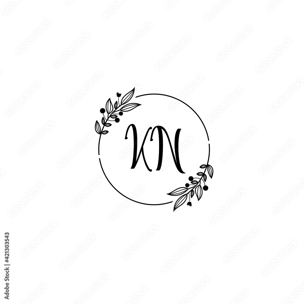 KN initial letters Wedding monogram logos, hand drawn modern minimalistic and frame floral templates KN initial letters Wedding monogram logos, hand drawn modern minimalistic and frame floral templates
