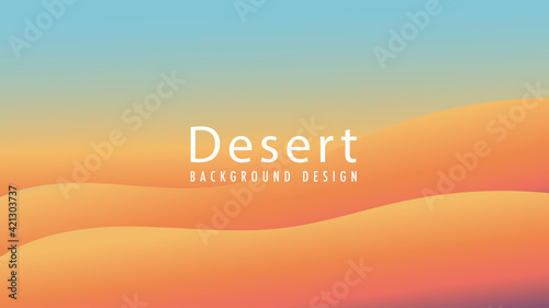 Minimal golden desert vector illustration. Wavy shape with soft earthtone color gradient. Panoramic views. Abstract landscape background design template.