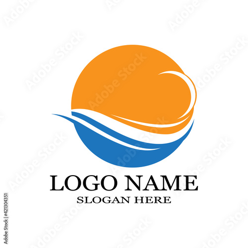 Water wave icon vector illustration design logo