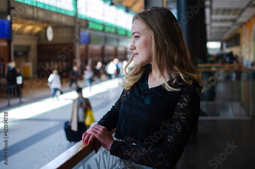 Woman at Wroclaw railway station