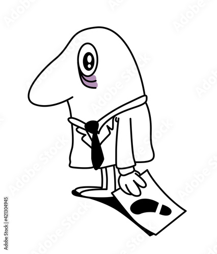 Cute distraught and sad man fired from his job. Conceptual cartoon style vector illustration.