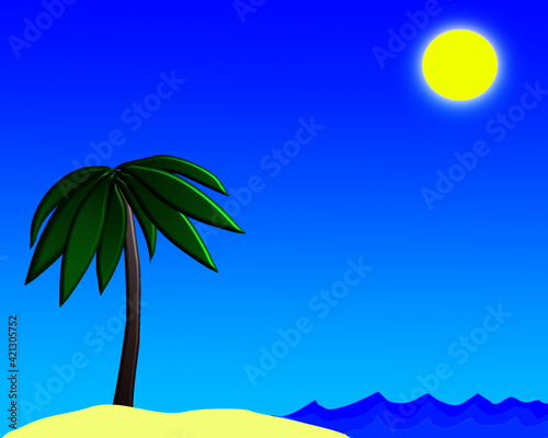 Deserted Tropical Island Vector