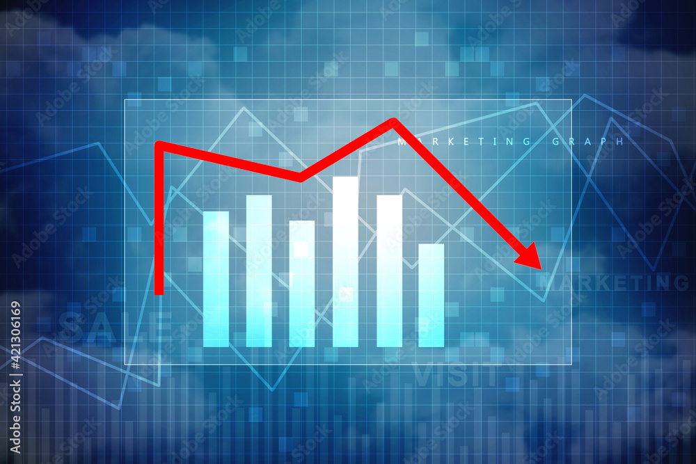 2d rendering Stock market online business concept. business Graph 