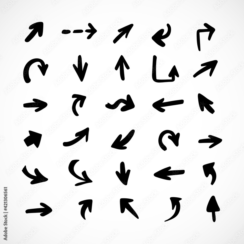 Vector set of hand-drawn arrows, elements for presentation Vector set of hand-drawn arrows, elements for presentation