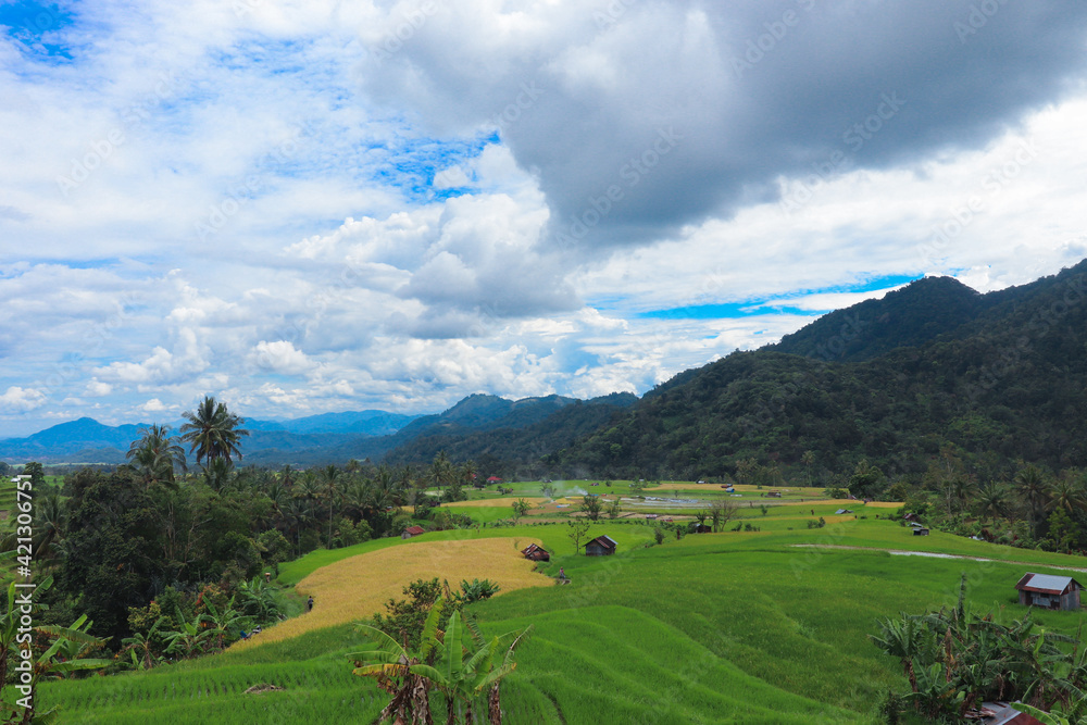 landscape with mountains and blue sky