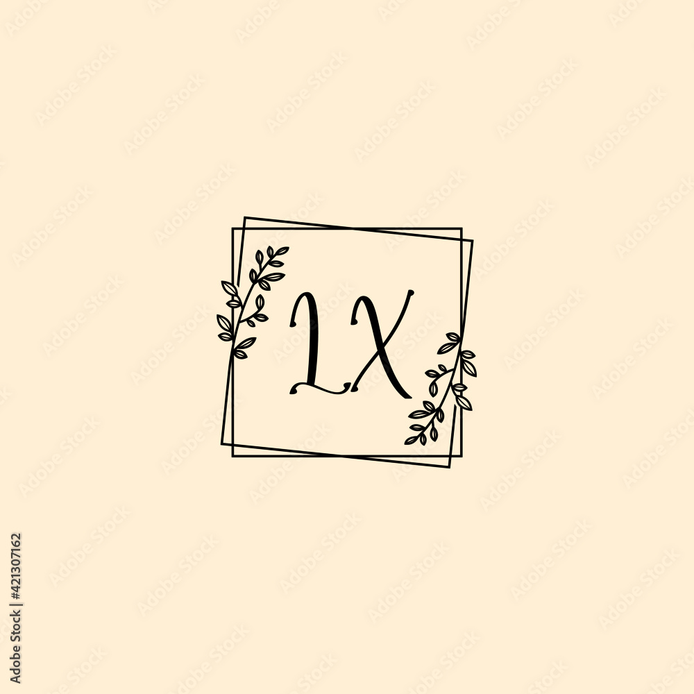 LX initial letters Wedding monogram logos, hand drawn modern minimalistic and frame floral templates LX initial letters Wedding monogram logos, hand drawn modern minimalistic and frame floral templates