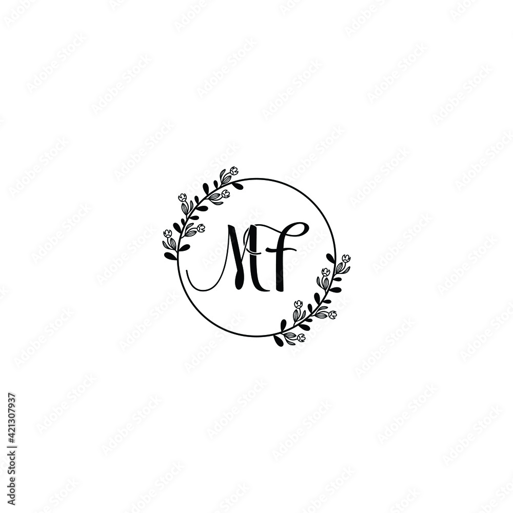 MF initial letters Wedding monogram logos, hand drawn modern minimalistic and frame floral templates MF initial letters Wedding monogram logos, hand drawn modern minimalistic and frame floral templates
