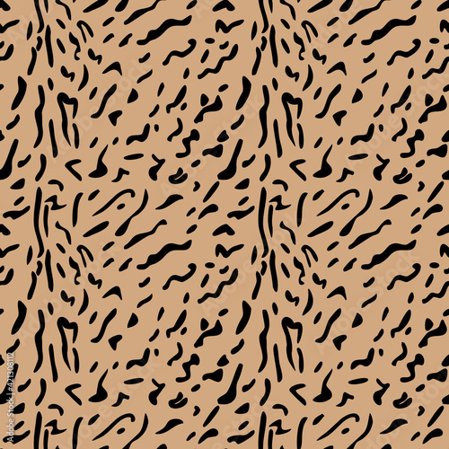 Vector seamless pattern of lynx cat skin. Background design, textile decoration, animalistic print.