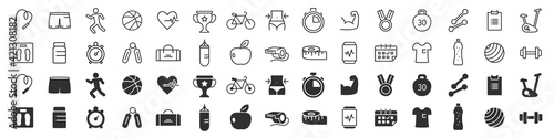 Fitness and sport excellent icons collection in two different styles