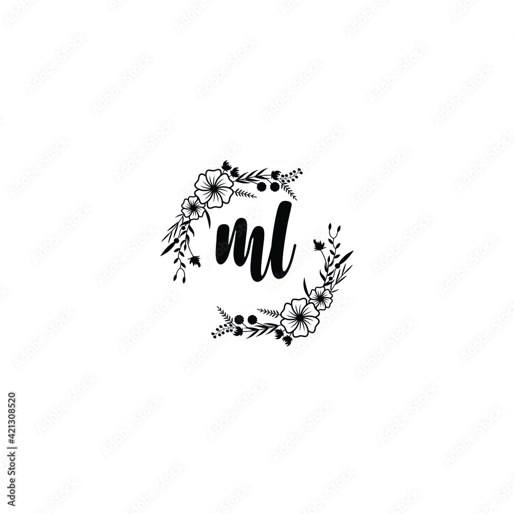 ML initial letters Wedding monogram logos, hand drawn modern minimalistic and frame floral templates ML initial letters Wedding monogram logos, hand drawn modern minimalistic and frame floral templates