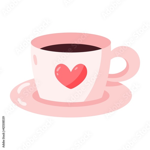 Isolated coffee cup with a heart - Vector