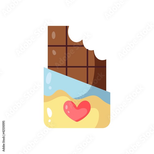 Isolated chocolate bar with hearts. Valentines day - Vector