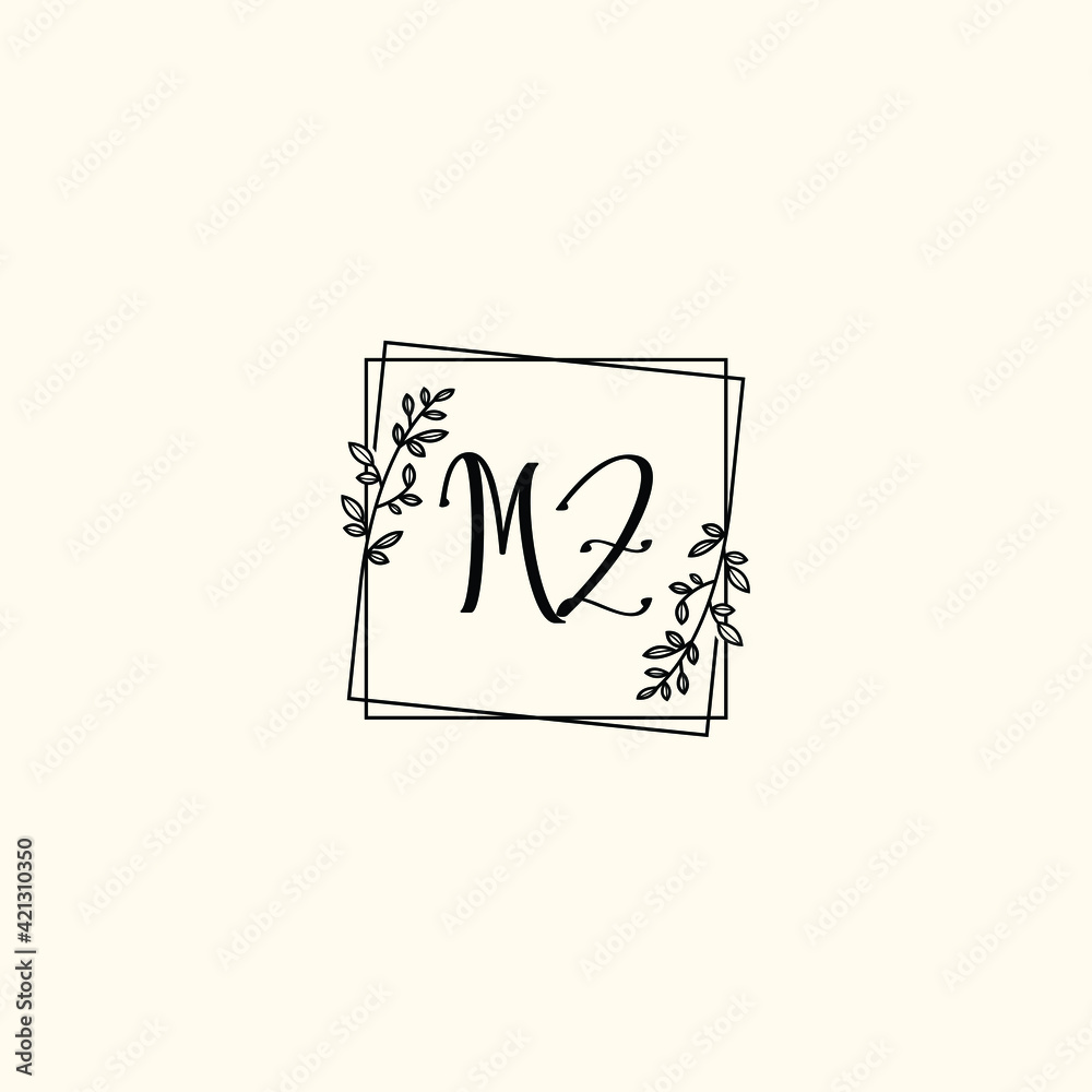 MZ initial letters Wedding monogram logos, hand drawn modern minimalistic and frame floral templates MZ initial letters Wedding monogram logos, hand drawn modern minimalistic and frame floral templates