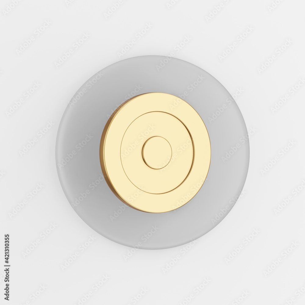 Golden goal icon. 3d rendering round gray key button, interface ui ux element. Golden goal icon. 3d rendering round gray key button, interface ui ux element.
