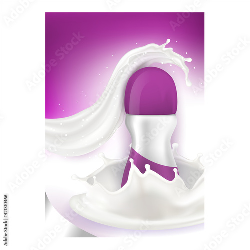 Roll On Antiperspirant Deodorant Banner Vector Illustration