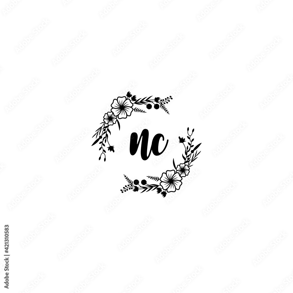 NC initial letters Wedding monogram logos, hand drawn modern minimalistic and frame floral templates NC initial letters Wedding monogram logos, hand drawn modern minimalistic and frame floral templates