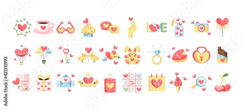 Set of valentines day icons - Vector illustration