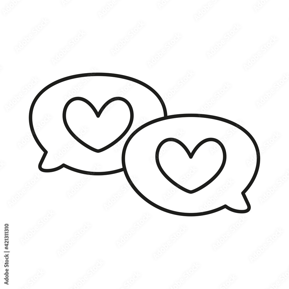 Isolated hearts in a bubble chat -Vector Isolated hearts in a bubble chat -Vector
