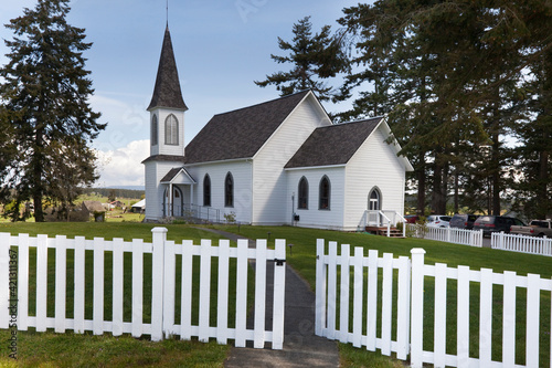 USA, Washington, San Juan Islands. Historic Center Church on Lopez Island.