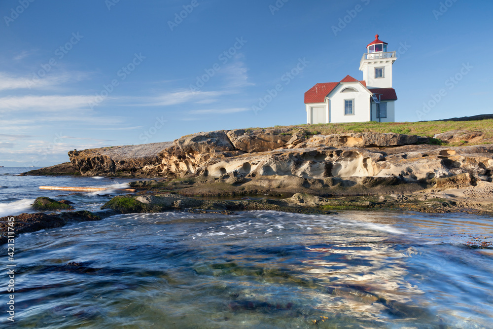 USA, Washington, San Juan Islands. View of Patos Island Lighthouse. USA, Washington, San Juan Islands. View of Patos Island Lighthouse.