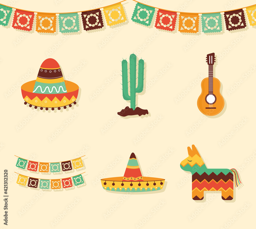 Naklejka premium mexican festive set