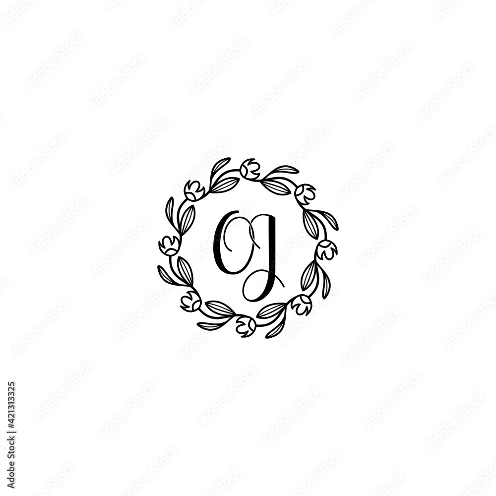 OJ initial letters Wedding monogram logos, hand drawn modern minimalistic and frame floral templates OJ initial letters Wedding monogram logos, hand drawn modern minimalistic and frame floral templates