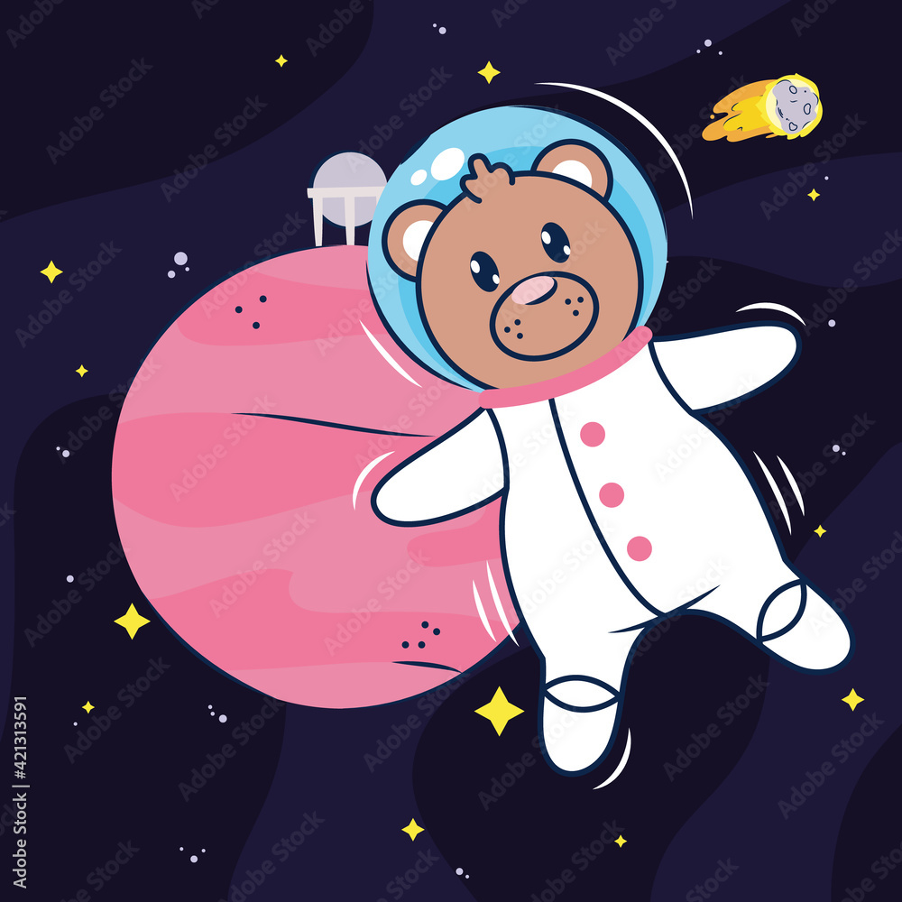 Fototapeta premium astronaut bear illustration