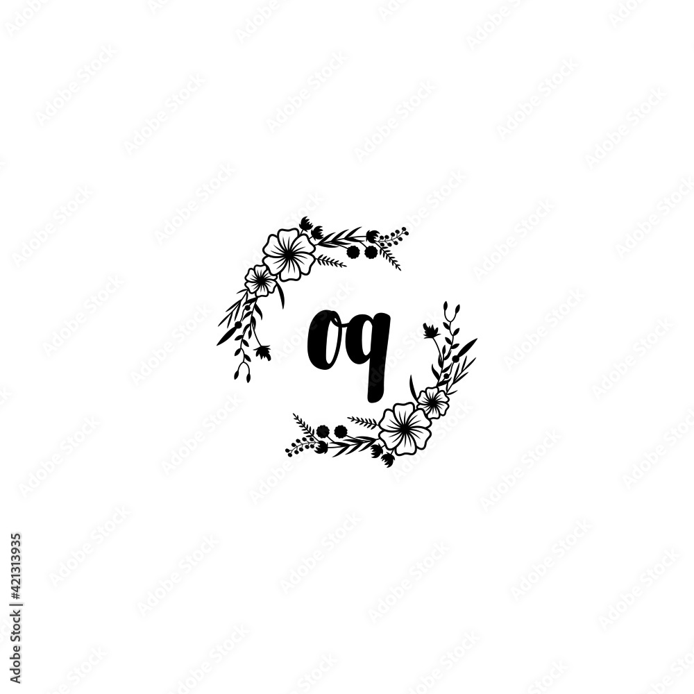 OQ initial letters Wedding monogram logos, hand drawn modern minimalistic and frame floral templates OQ initial letters Wedding monogram logos, hand drawn modern minimalistic and frame floral templates