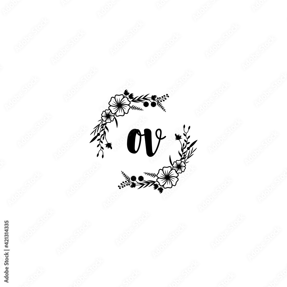 OV initial letters Wedding monogram logos, hand drawn modern minimalistic and frame floral templates OV initial letters Wedding monogram logos, hand drawn modern minimalistic and frame floral templates