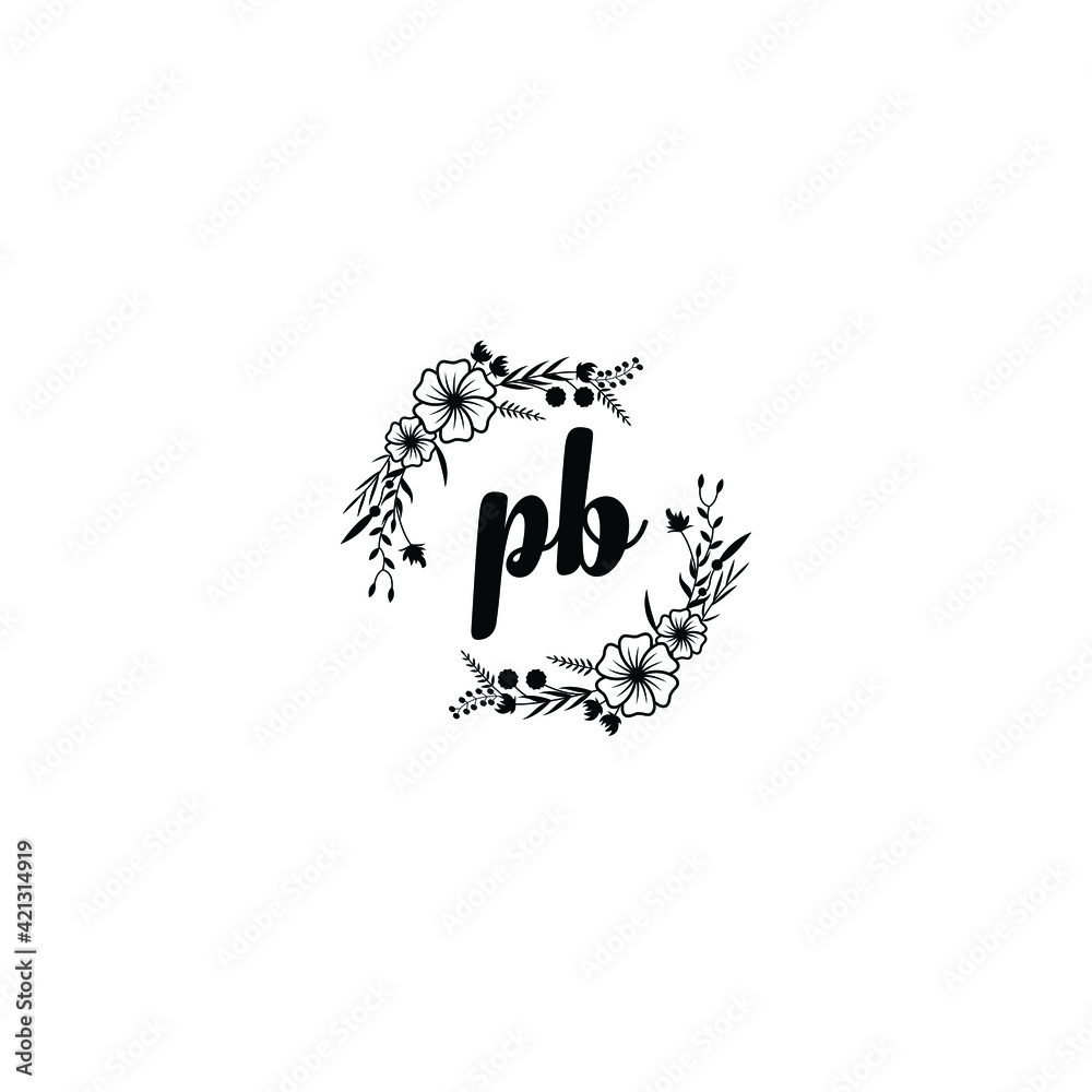 PB initial letters Wedding monogram logos, hand drawn modern minimalistic and frame floral templates PB initial letters Wedding monogram logos, hand drawn modern minimalistic and frame floral templates