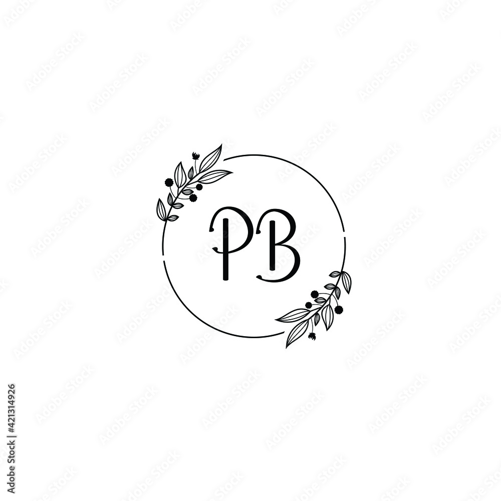 PB initial letters Wedding monogram logos, hand drawn modern minimalistic and frame floral templates PB initial letters Wedding monogram logos, hand drawn modern minimalistic and frame floral templates