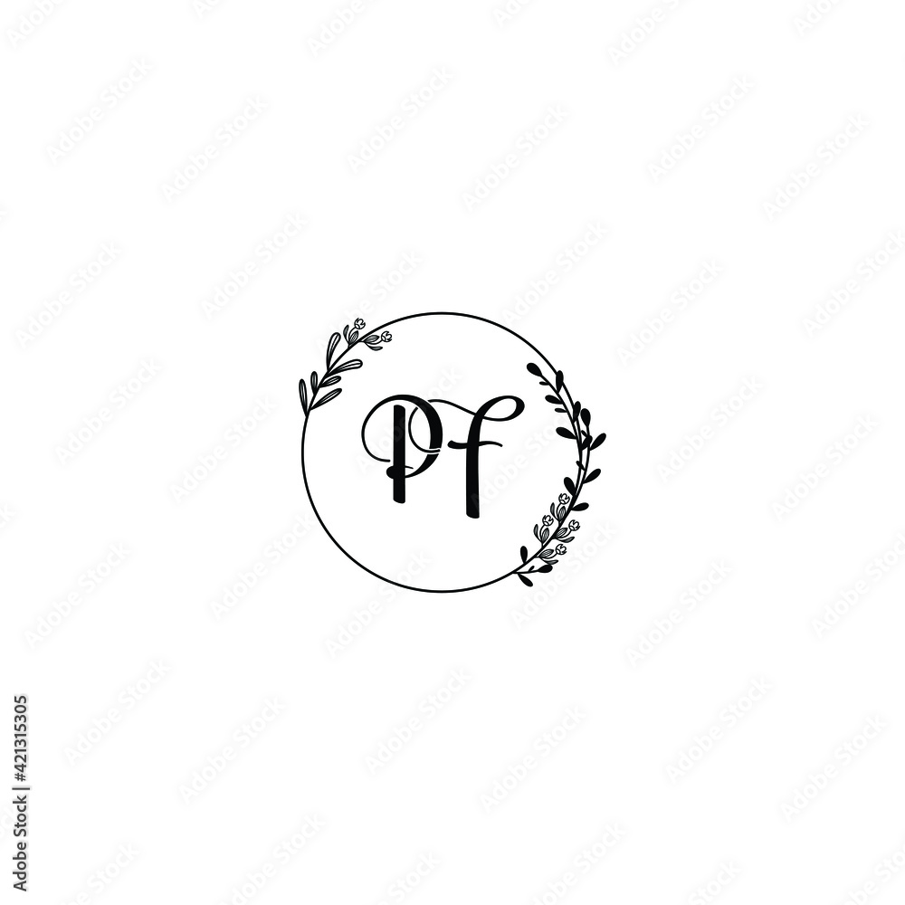 PF initial letters Wedding monogram logos, hand drawn modern minimalistic and frame floral templates PF initial letters Wedding monogram logos, hand drawn modern minimalistic and frame floral templates
