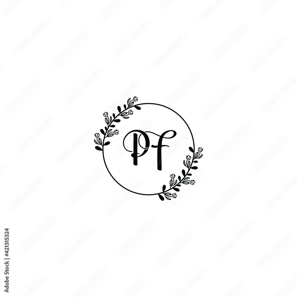 PF initial letters Wedding monogram logos, hand drawn modern minimalistic and frame floral templates PF initial letters Wedding monogram logos, hand drawn modern minimalistic and frame floral templates