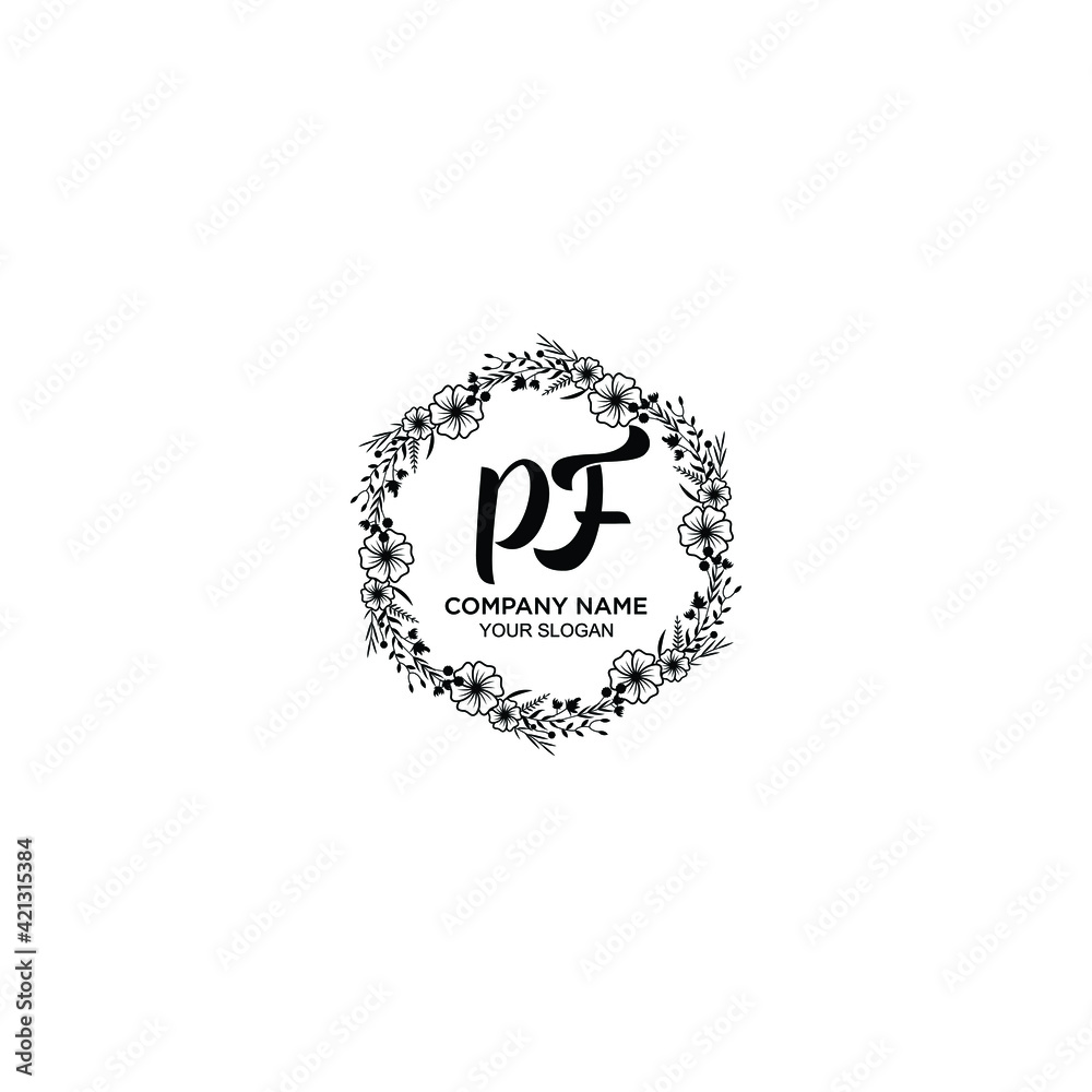PF initial letters Wedding monogram logos, hand drawn modern minimalistic and frame floral templates PF initial letters Wedding monogram logos, hand drawn modern minimalistic and frame floral templates