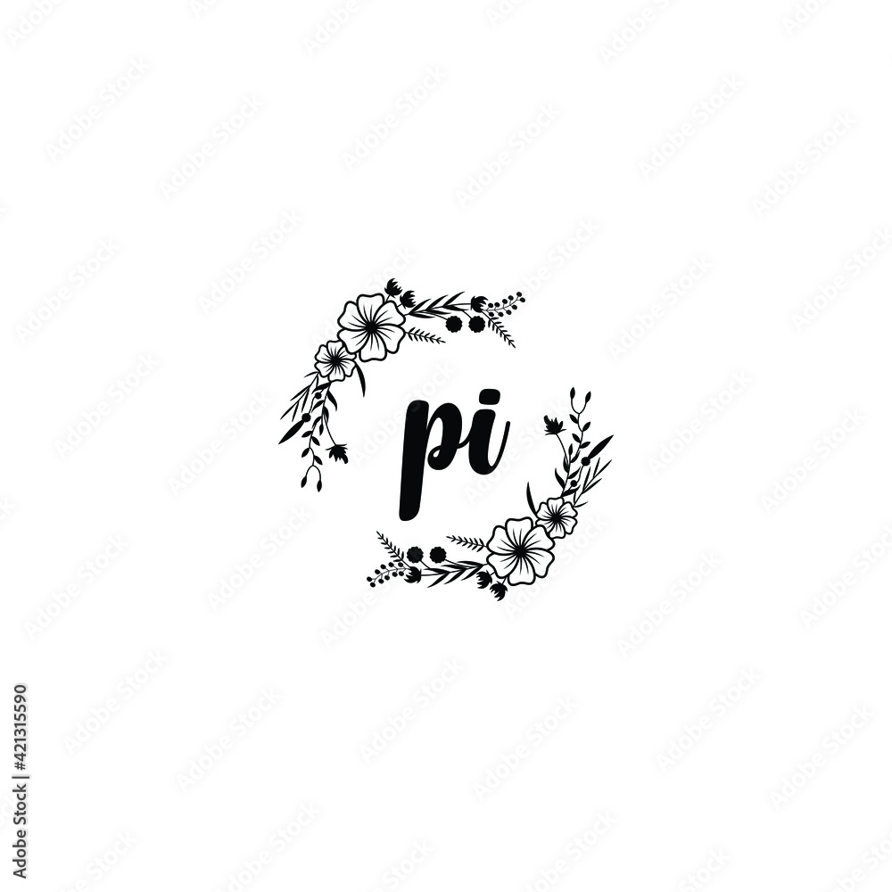 PI initial letters Wedding monogram logos, hand drawn modern minimalistic and frame floral templates PI initial letters Wedding monogram logos, hand drawn modern minimalistic and frame floral templates