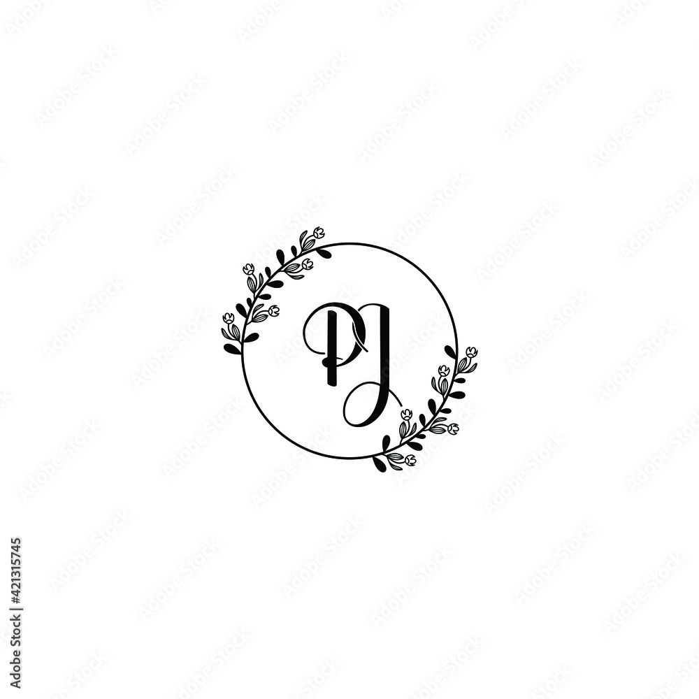 PJ initial letters Wedding monogram logos, hand drawn modern minimalistic and frame floral templates PJ initial letters Wedding monogram logos, hand drawn modern minimalistic and frame floral templates