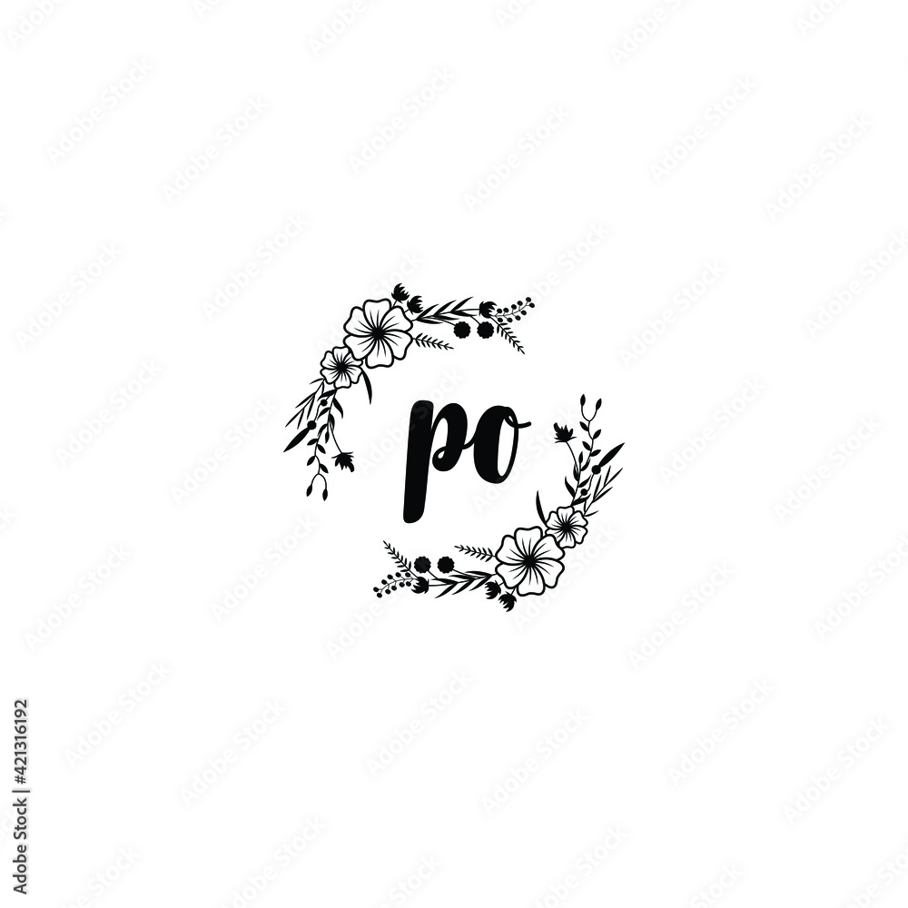 PO initial letters Wedding monogram logos, hand drawn modern minimalistic and frame floral templates PO initial letters Wedding monogram logos, hand drawn modern minimalistic and frame floral templates