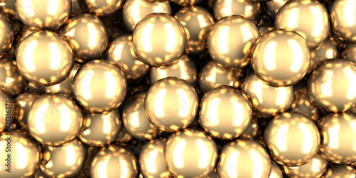 Golden glossy globes balls background