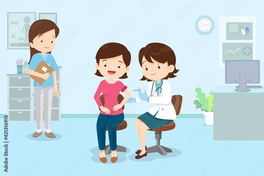 doctor injection vaccine for woman in hospital doctor injection vaccine for woman in hospital