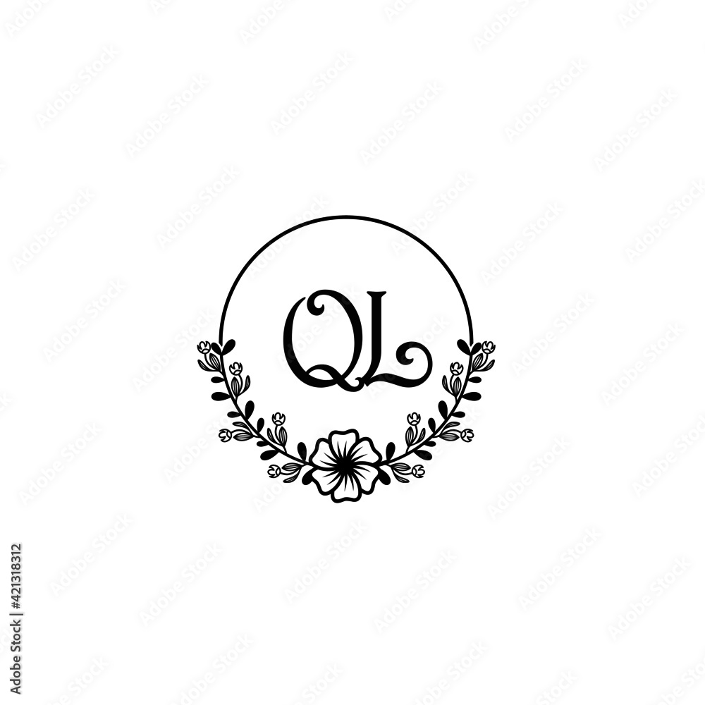 QL initial letters Wedding monogram logos, hand drawn modern minimalistic and frame floral templates QL initial letters Wedding monogram logos, hand drawn modern minimalistic and frame floral templates