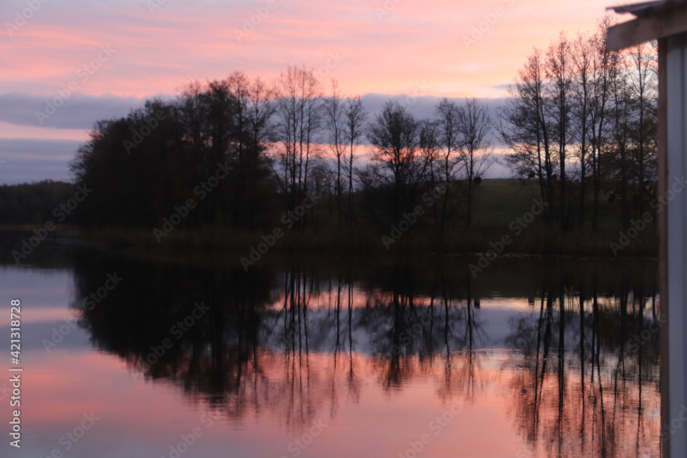 sunset on the lake